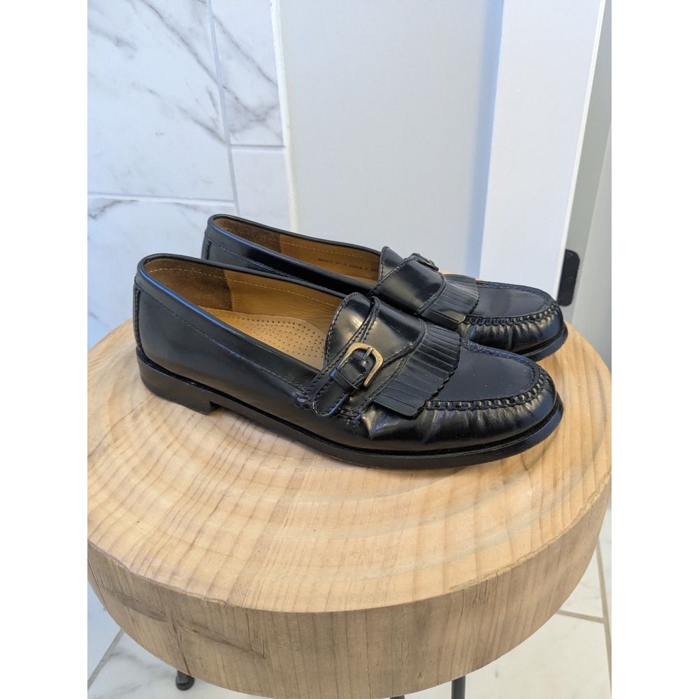 Cole Haan Mens Black Leather Buckle Tassel Loafers Dress Shoes‎ 9.5 D